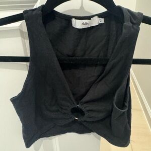 Adika Black Cut Out Crop Tank Top